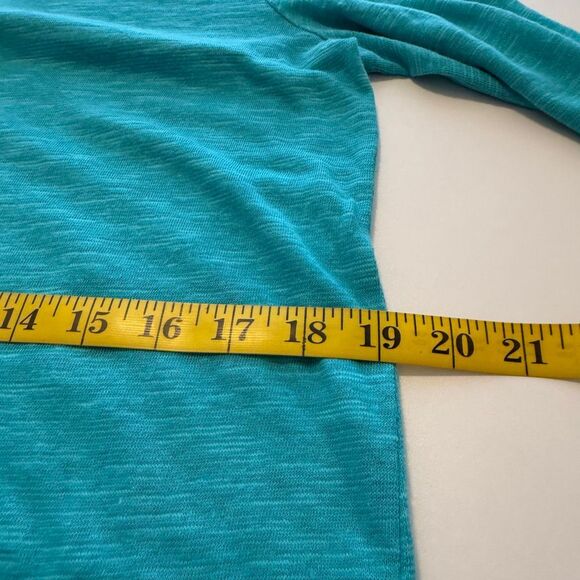 NEW Soft Surroundings Erin Tunic Top Teal Blue Linen Blend Ruffle Sleeve Top SzM - Picture 7 of 15